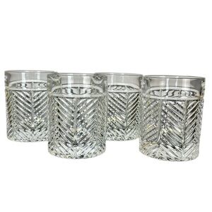 Ralph Lauren Herringbone Double Old Fashioned Lead
Crystal Glassware Set of 4